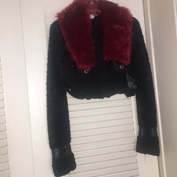 Double Zero Jackets & Blazers - Red and Black Shrug like Jacket